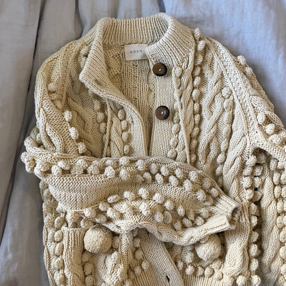 Doen Pomme Cotton Cardigan in cream - Picture 8 of 8